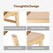 Beige Plastic Rattan Bench with Solid Wood and Oak Legs, Non-Slip Pads